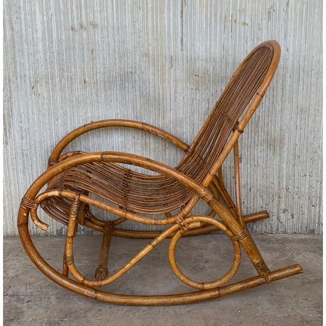 Midcentury Bamboo Rocking Chairs in the Style of Franco Albini, Italy For Sale - Image 4 of 16