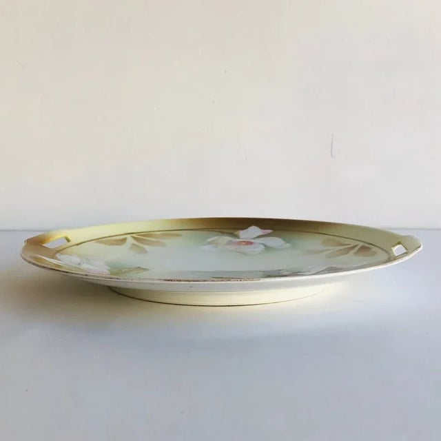 Art Nouveau Antique Art Noveau Decorative Floral Plate With Handles For Sale - Image 3 of 10