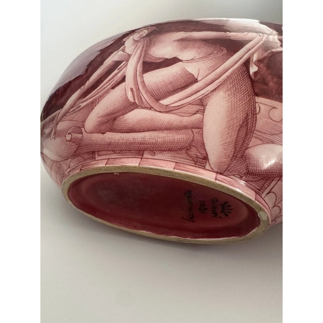 Mid 20th Century Gio Ponti Richard Ginori Italian Pottery Art Deco 1031 Bowl Rare Male Figure For Sale In Dallas - Image 6 of 11
