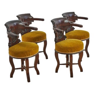 Vintage Mahogany Armchairs, Set of 4 For Sale