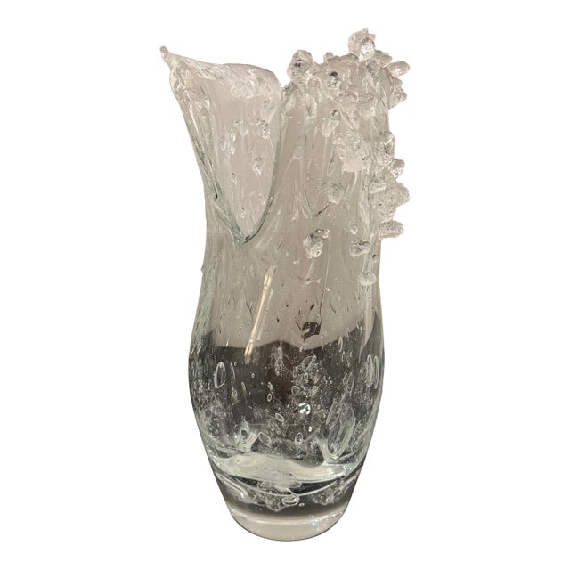 Sculptural “Dual Wave” Art Glass Vase by Studio a / Global Views For Sale
