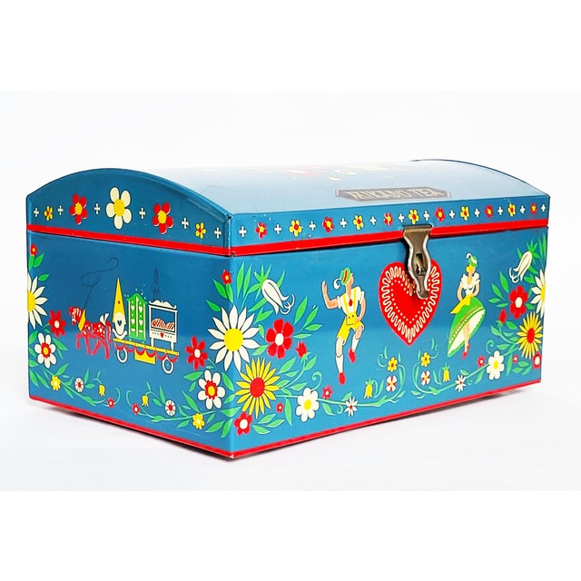 Blue Tea Tins, Austria, 1960s, Set of 2 For Sale - Image 8 of 9