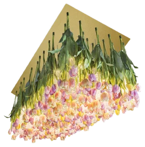 Large Flower Power Ceiling Lamp with Murano Glass & Artificial Tulips from VGnewtrend
