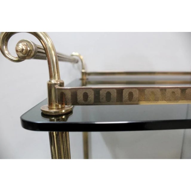 Rolling Brass & Smoked Glass Trolley, 1970s For Sale - Image 9 of 18