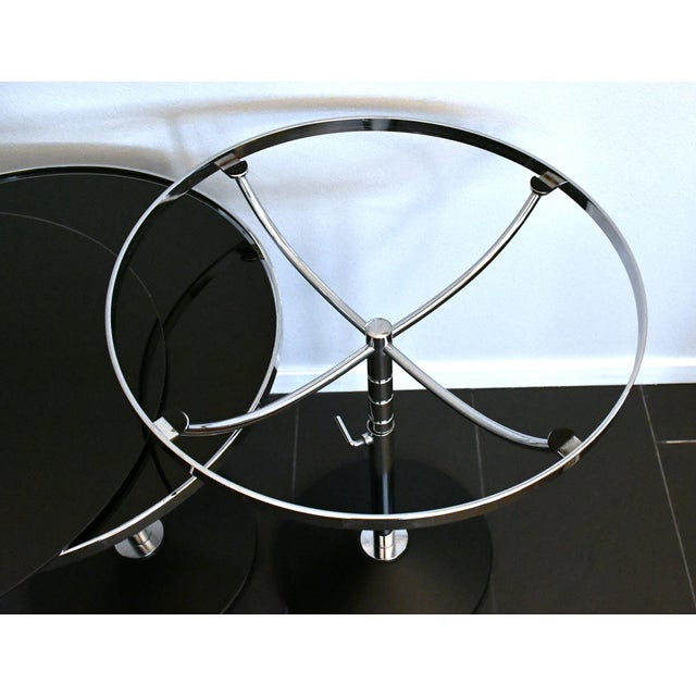 Metal Swedish Adjustable Glass and Chrome Steel Side Table Model Pronto from Dux, 1990s, Set of 3 For Sale - Image 7 of 9