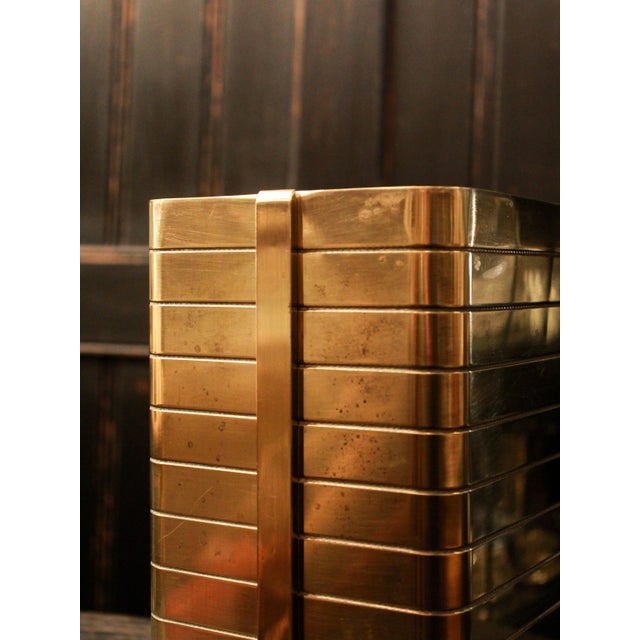 Italian Architectural Gilt Ribbed Brass Bottle Cooler, 1970s For Sale - Image 6 of 7