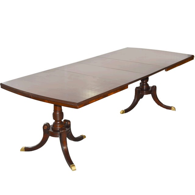 Vintage Georgian Mahogany Twin-Pedestal Dining Table With Extensions 96in For Sale - Image 12 of 12