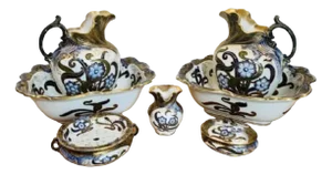 Antique Victorian Jug and Bowl Set from Doulton Burslem, 1860, Set of 7