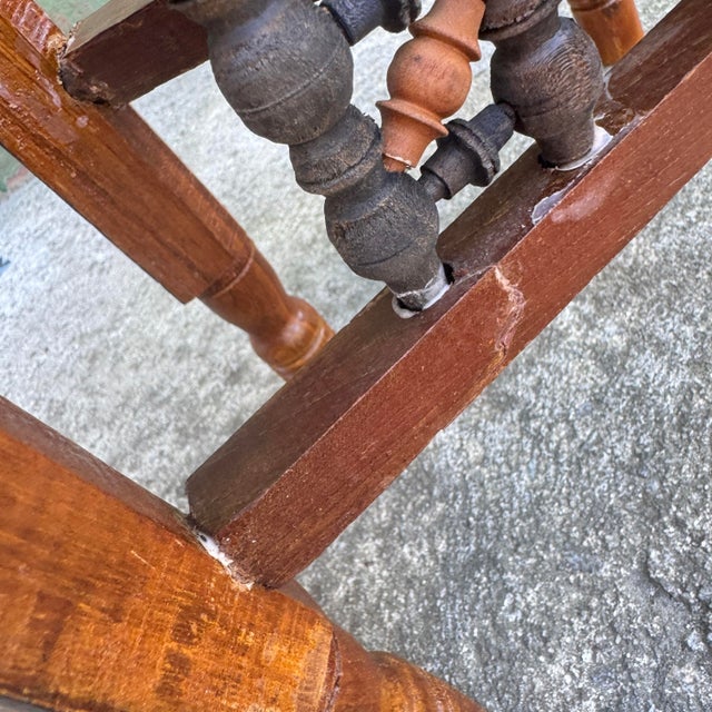 Brass Antique Moroccan-Middle Eastern Brass and Wood Tea Tray Table- 2 Pieces For Sale - Image 8 of 12