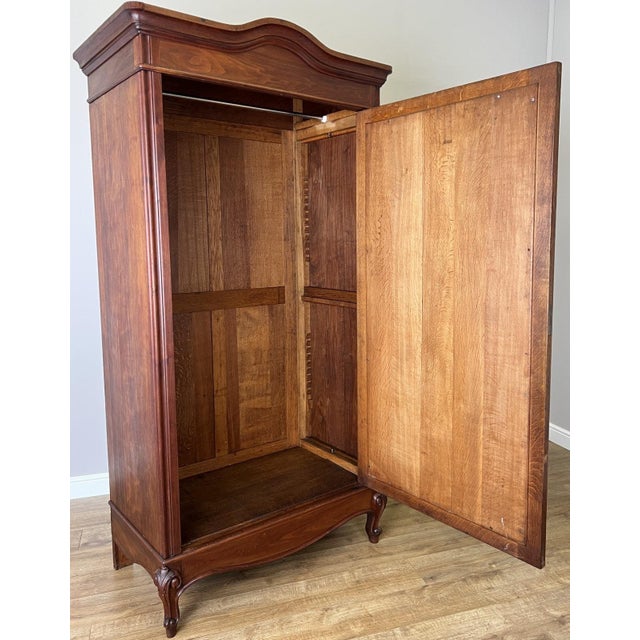 Antique French Style Carved Walnut Wardrobe with Mirror For Sale - Image 15 of 16