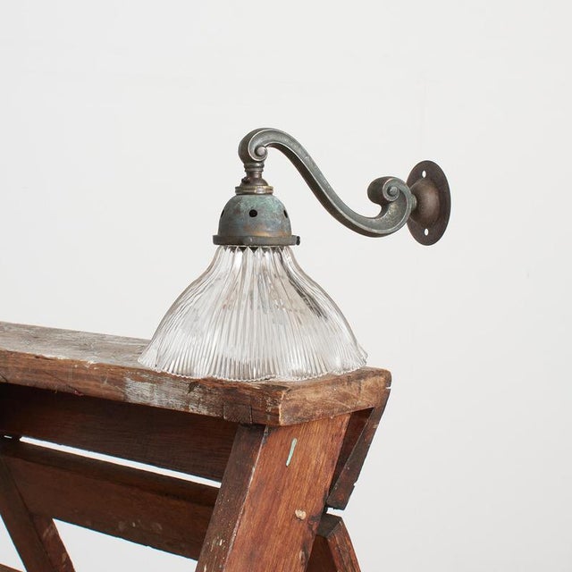 antique reclaimed glass holophane wall light – m an antique glass prismatic wall light. The light has retained its...