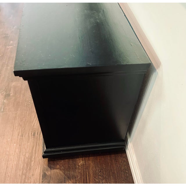Vintage Black Oak Wood Sideboard Buffet, 6-Door Raised Panel Freestanding Cabinet For Sale In Dallas - Image 6 of 8