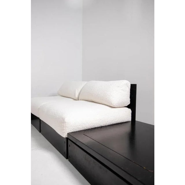 Wood Set of 9-Seat Sofa in White Bouclè by Rolf Heide for ICF, 1970s For Sale - Image 7 of 16