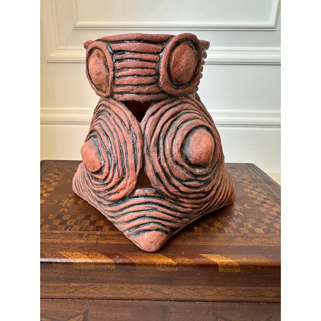 Vintage 1970’s Signed Pierced Terracotta Vessel, For Sale - Image 4 of 12