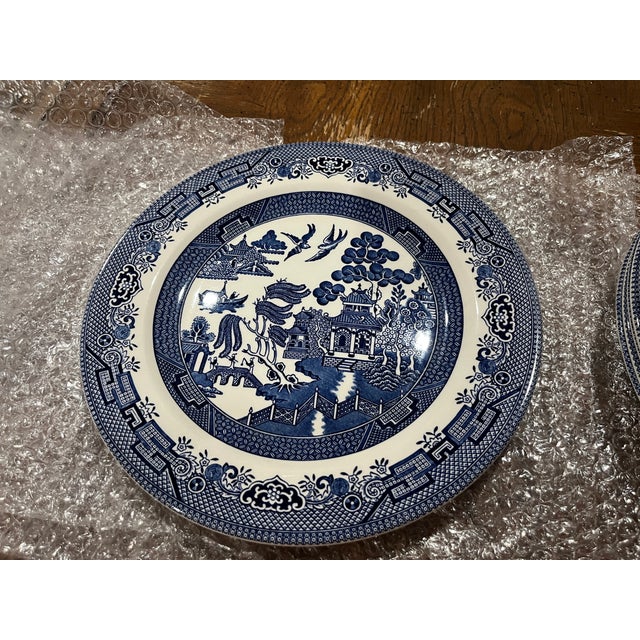 Churchill Churchill England Blue Willow Pattern 10”Dinner Plate (Set of 6) For Sale - Image 4 of 12