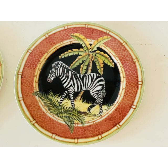 Boho Chic 1990s Coastal Jungle and Safari Sadek Plates- A Pair For Sale - Image 3 of 5