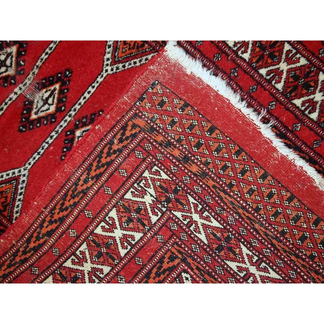 Red 1960s Handmade Vintage Pakistani Lahore Distressed Rug 2.6' X 4.7' For Sale - Image 8 of 9