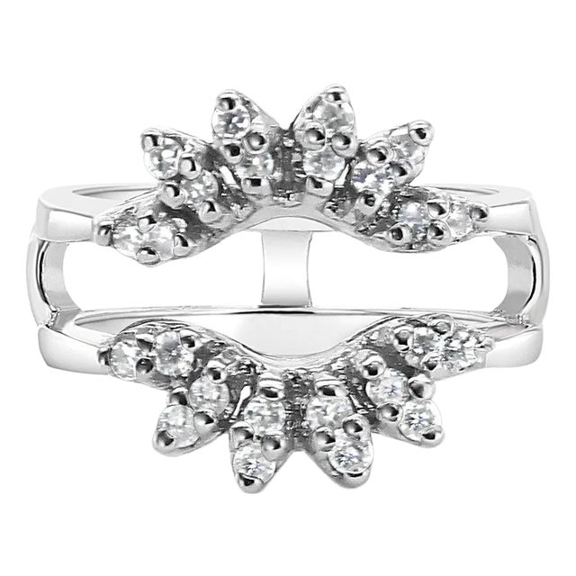 Vintage Diamond Ring Guard Enhancer 14k White Gold, Size 6 For Sale