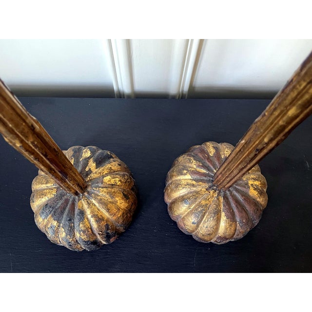 Pair of Large Japanese Carved Wood Temple Candleholders Edo Period For Sale - Image 18 of 18