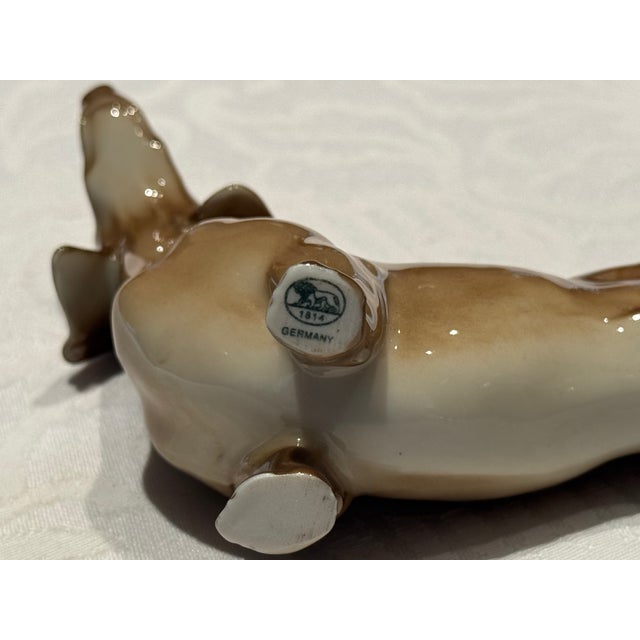 Brown Vintage Mid-Century German Hutschenreuther Porcelain Standing Dachshund Figurine For Sale - Image 8 of 8