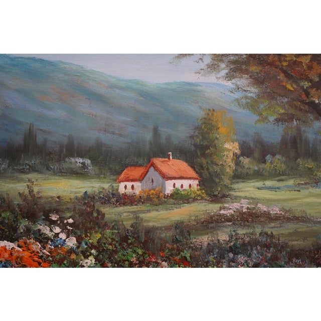 B. Trapp Vintage Meadow & Cottage Framed Oil Painting on Canvas For Sale In Philadelphia - Image 6 of 12