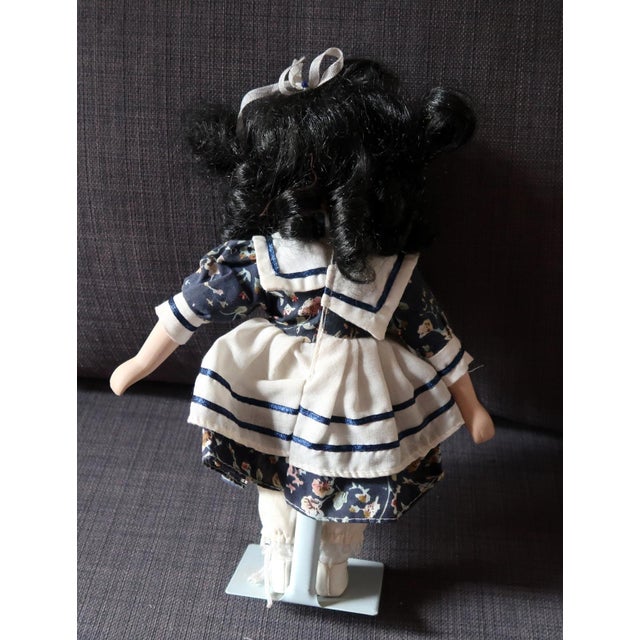 Blue Elegant Vintage Porcelain Doll, Blue and White Beauty From the 20th Century For Sale - Image 8 of 9