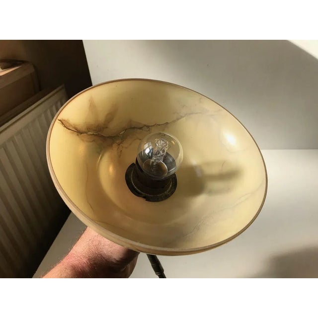 Metal Danish Functionalist Wall Light in Brass & Marble Glass by Th. Valentiner, 1950s For Sale - Image 7 of 12