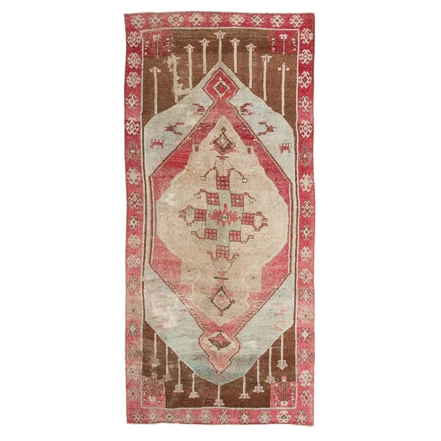 Textile Vintage Pink and Brown Oversized Turkish Kars Wool Rug For Sale - Image 7 of 7