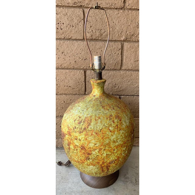 Green Mid-Century Modern Pottery Lamp For Sale - Image 8 of 8