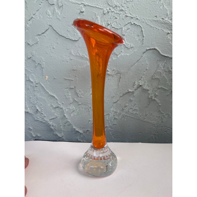 1960s Swedish Åseda Glasbruk Orange Art Glass Bud Vase, Attributed to Bo Borgström For Sale - Image 9 of 11