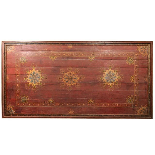 19th Century Painted Wood South Indian Decorative Ceiling Panel For Sale - Image 10 of 10