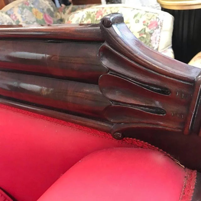 Antique Mahogany 3-Seater Sofa with Curved Ends and Lions Paw Feet For Sale - Image 11 of 13