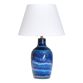 Table Lamp in Gradient Blue Glaze by Kent Eriksson for Designhuset, Sweden, 1970s For Sale