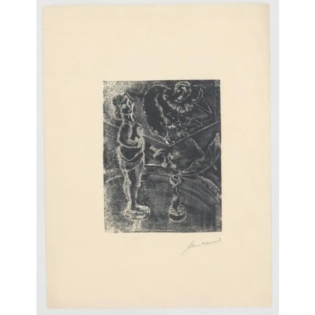 1950s 1950s Circus Mid Century Linocut For Sale - Image 5 of 5