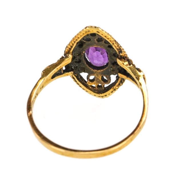 Mid 20th Century Vintage 14k Gold Amethyst Cocktail Ring For Sale - Image 5 of 5
