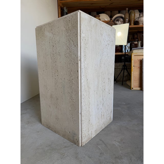 Ivory 1980s Italian Postmodern Organic Travertine Marble Pedestal / Dining Table Base For Sale - Image 8 of 12