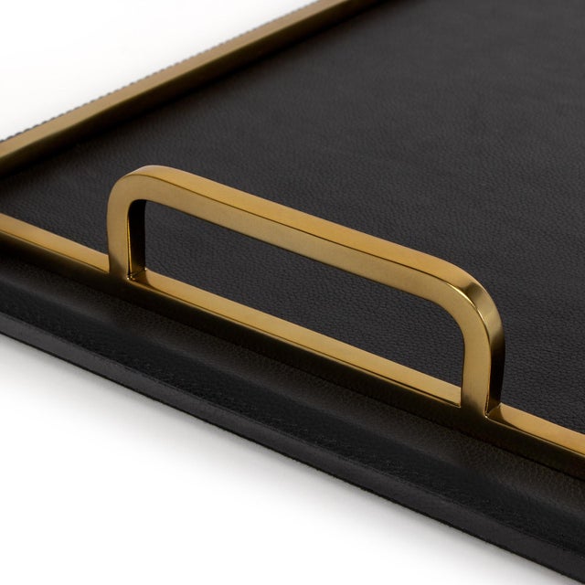 2020s Greyson Leather Rectangle Tray Large, Natural Brass For Sale - Image 5 of 8
