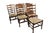 Classic set of six vintage ladderback side chairs featuring handwoven rush seats and traditional slat-back design. Crafted...