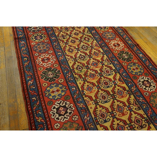 Late 19th Century 1880s Yellow Diamond Antique Nw Persian Rug 4'4" X 11'6" Handmade Wool Carpet For Sale - Image 5 of 6