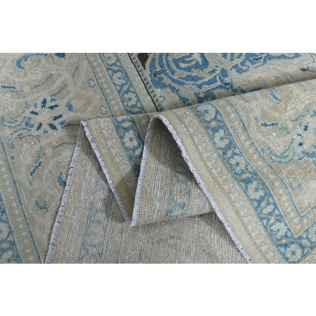 Beige 1970s Vintage Persian Handknotted Wool Blue Oversize Area Rug For Sale - Image 8 of 11