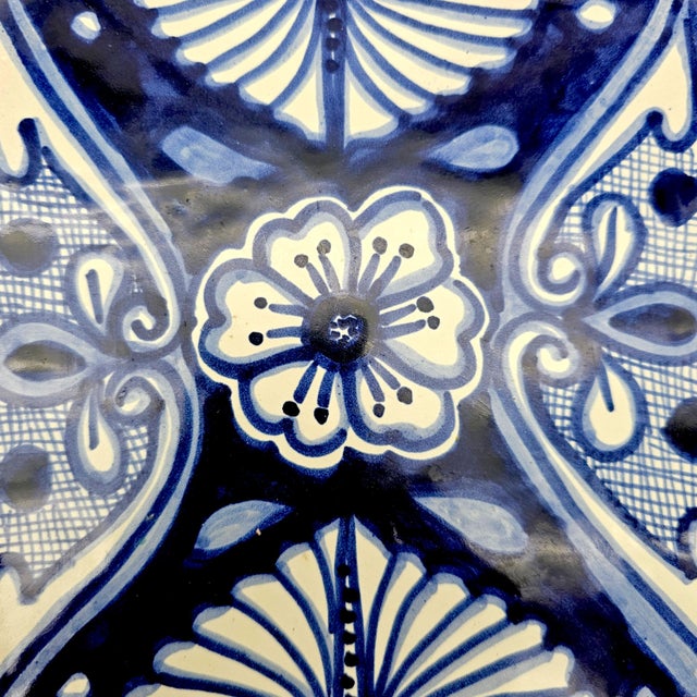 1980s Talavera Hand Painted Cobalt Blue Serving Bowl Set Mexico 3 Piece 10.5" For Sale - Image 13 of 18