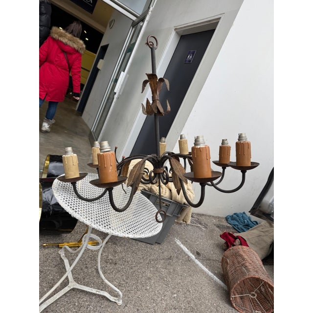 Early 20th Century French Iron Chandelier For Sale - Image 4 of 4