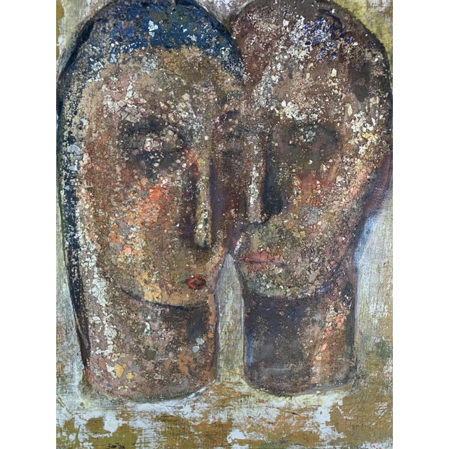 1960s Mid Century Female /male Head Abstract Painting For Sale - Image 4 of 10
