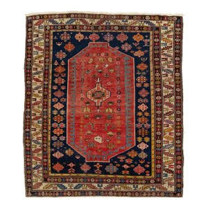 Antique Persian Shirvan Red Wool Rug With Tribal Design