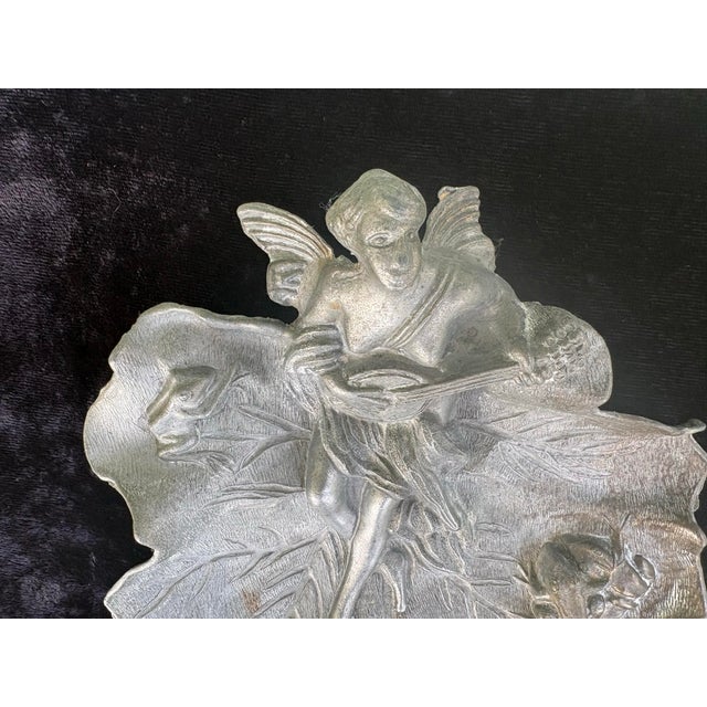 Vintage Art Nouveau Style Winged Fairy Leaf Wall Plaque Tray For Sale - Image 4 of 9