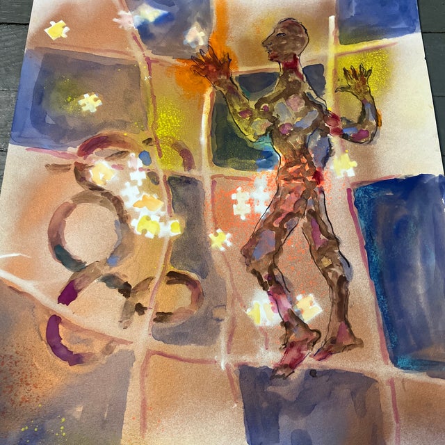 Original 18 x 24 painting on paper signed bottom right unframed