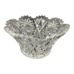 Vintage 1853 Corning American Brilliant Period Cut Glass J Hoare Flared Bowl With Sawtooth Rim