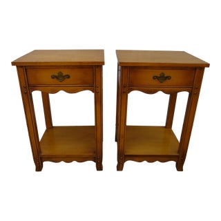 French Country Maple Finish Nightstands -A Pair For Sale