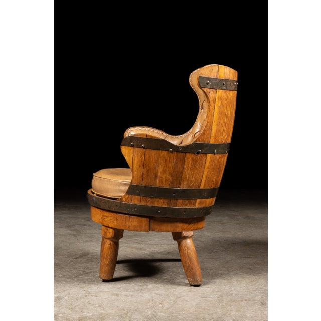 Vintage Tufted Leather Chesterfield Barrel Chair For Sale - Image 4 of 12
