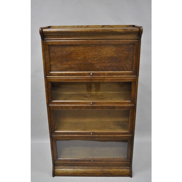 Antique Humphrey Widman 4Section Tiger Oak Barrister Bookcase Chairish